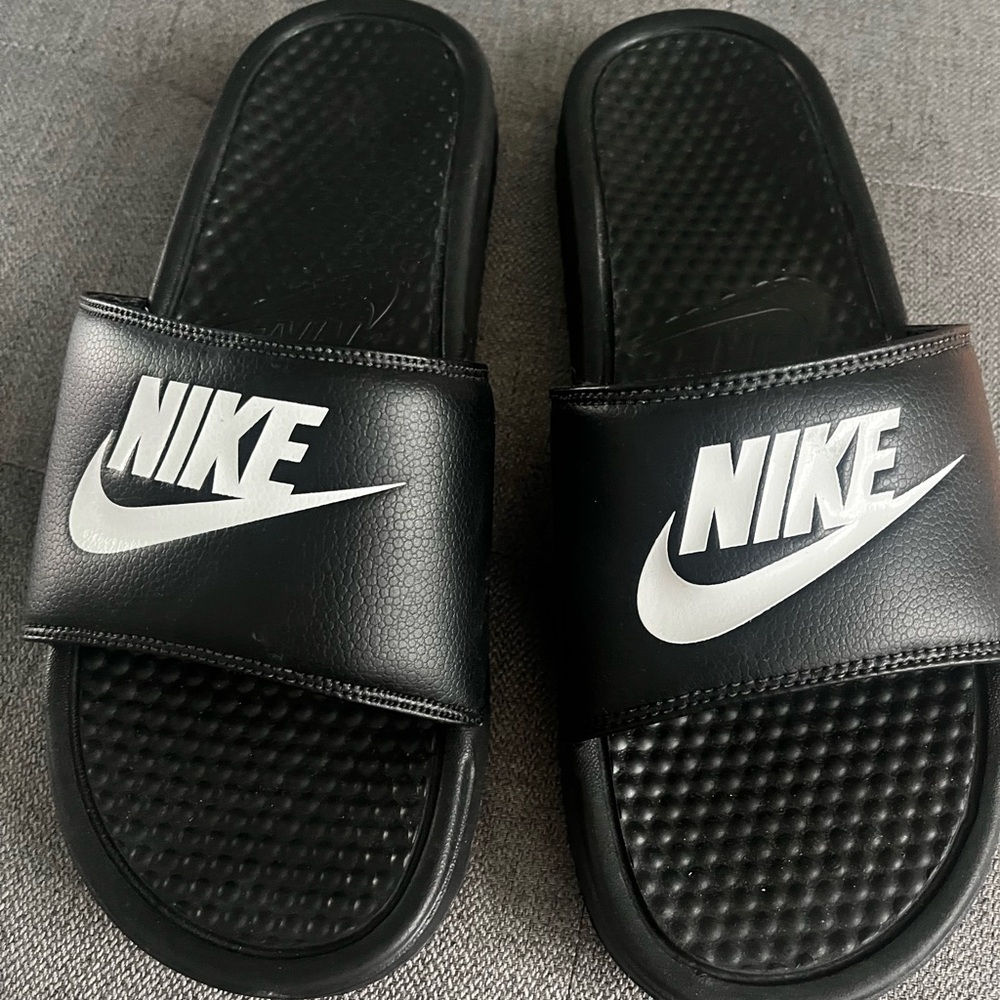 Nike Black and White Slide Sandals